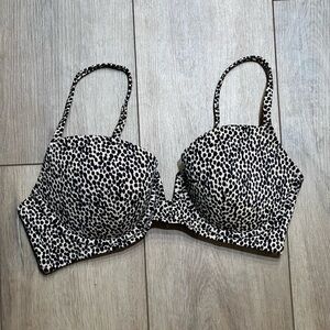 Shade & Shore Animal Print Bikini Swim Top Push up and Underwire 36C